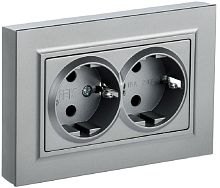 Розетка с заземлением IEK Brite РС12-3-БрА 1-м. 2 мод. алюминий картинка